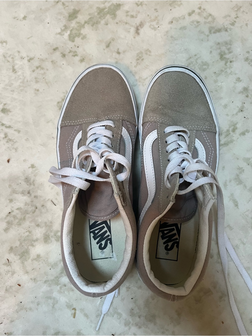 Vans Old Skool Suede Sneakers in Taupe and White